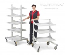 Priemyselný vozík Treston Multi Trolley M750, vysoký, 4 nastaviteľné police, TMTH7-002-41