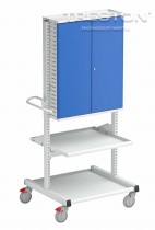Priemyselný vozík Treston Multi Trolley M750, vysoký, perf. skrinka+polica, TMTH7-104-07