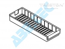 Policový zásobník 6020-5, 600 x 186 x 82 mm, červený