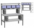 Klasický příklad využití pracovních stolů Treston pro monitorovací pracoviště. Na nástavby stolu lze namontovat držáky na počítač a LCD monitory.